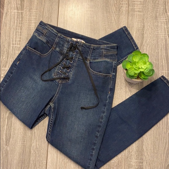 Free People Denim - We The Free Curvy High Rise Skinny Lace Up Jeans